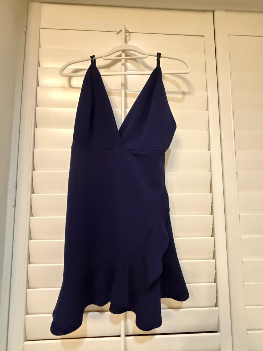Sunset + Spring Ruffled Crossover Dress, Large, Navy - Picture 3 of 4